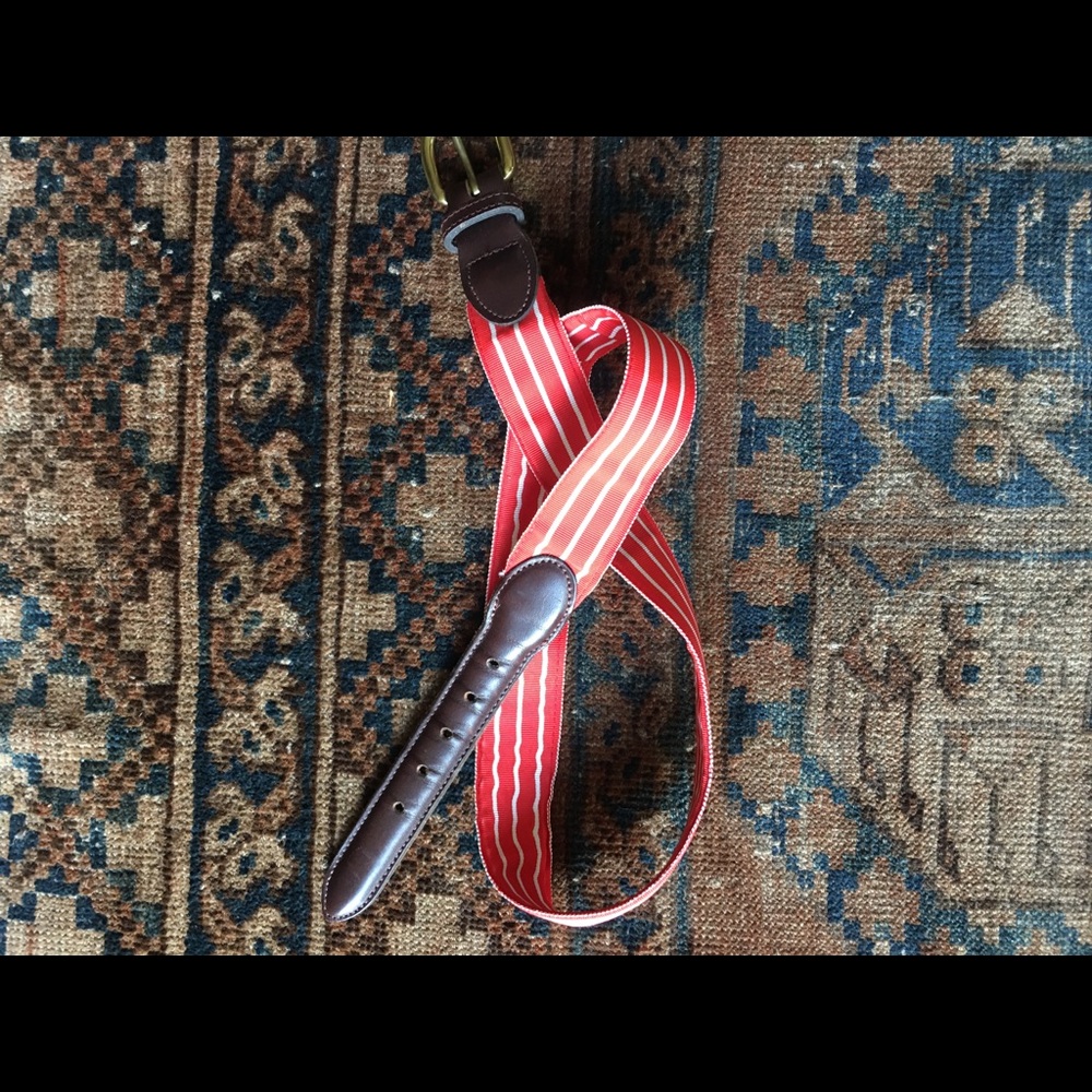Vtg grosgrain ribbon leather belt